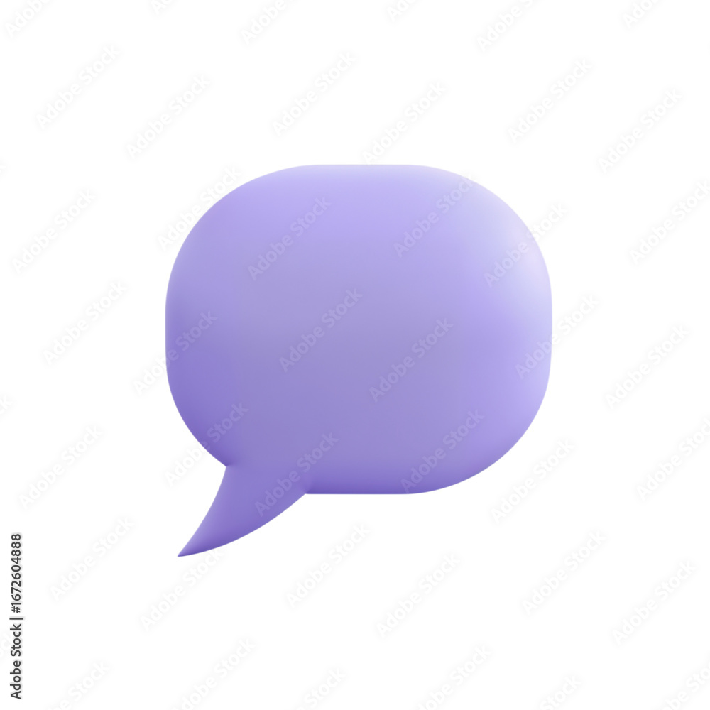 Aufkleber smooth rounded light purple speech bubble 3d render isolated simple communication icon
