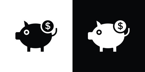 Piggy bank icon design vector collection. flat icons.