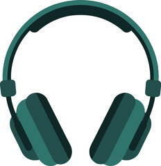 Teal Headphones, Over-Ear Headphones Icon, Music Headset Illustration, Green Audio Device, Flat Style Headphones
