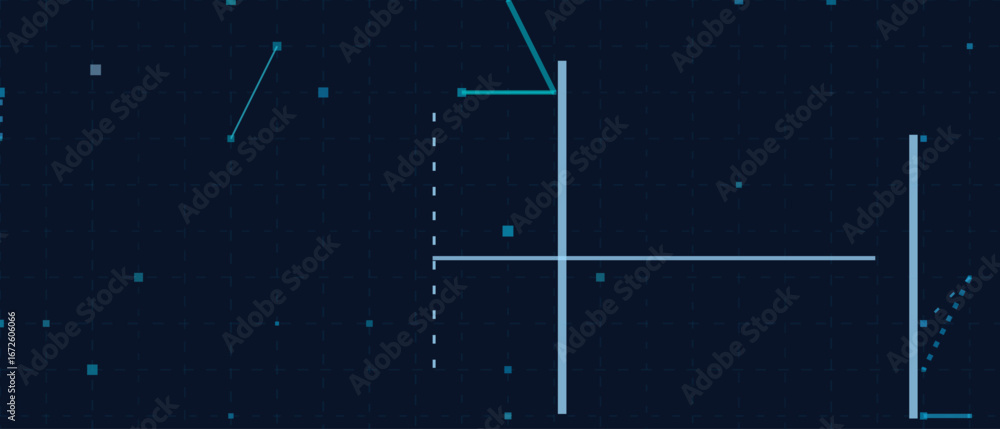 Poster futuristic vector tech background with geometric lines and digital elements.