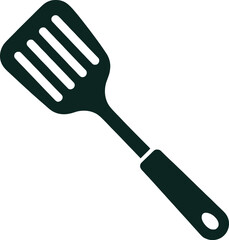 Kitchen Spatula Icon, Slotted Spatula Illustration, Cooking Utensil Graphic, Flatware Design Element, Black Spatula Silhouette