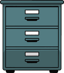 Teal Filing Cabinet, Three-Drawer File Cabinet, Office Storage, Dark Green File Cabinet, Organized Workspace