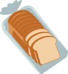 Sliced Bread in Plastic Bag, Loaf of Bread Packaging, Freshly Baked Bread Slices, White Bread in Store Packaging, Grocery Store Bread Product