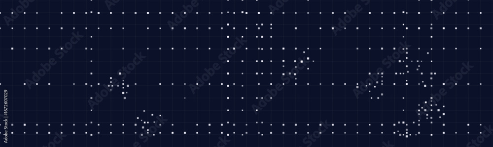 Wall mural abstract digital matrix with geometric dot patterns on dark grid background.
