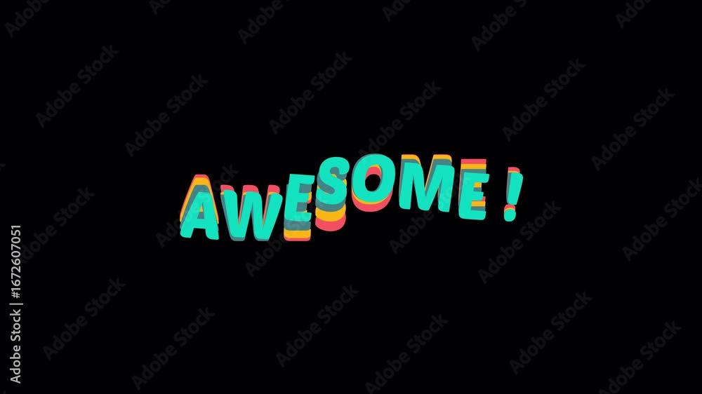 Poster awesome animated text with waving letters. colorful 3d typography effect bouncing up and down. video