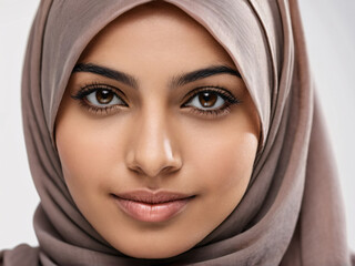 Young Arab woman with detailed face wearing elegant hijab