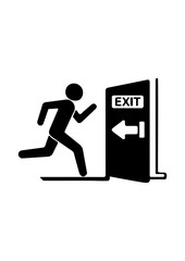 Person Running Towards Exit Door