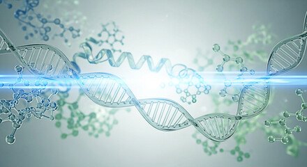 Obraz premium Dna structure helix strand genetic code molecule biology science medical research background render illustration