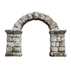 Ancient stone archway structure isolated on a for fantasy and medieval scenes