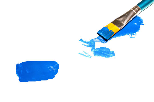 Pinsel und blaue Farbe