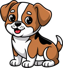 Obraz premium Cute Puppy's Playful Pose: This illustration captures a delightful, charming puppy with adorable expressions and playful posture, bringing warmth and joy.