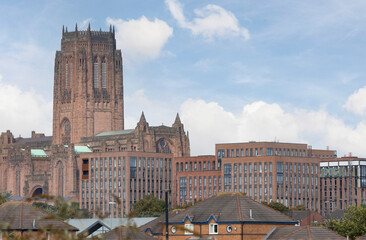 Liverpool, united kingdom January, 16, 2024 Historic Liverpool Cathedral and Modern Architecture...