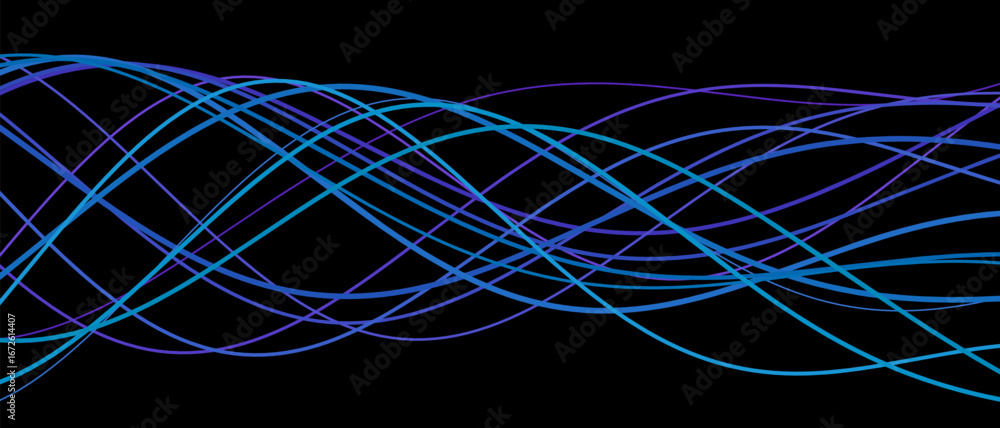 Poster dynamic vector tech background with blue and purple lines.