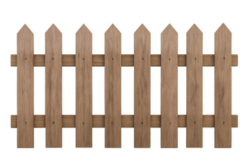 3D wooden fence icon in light wood tone on transparent background