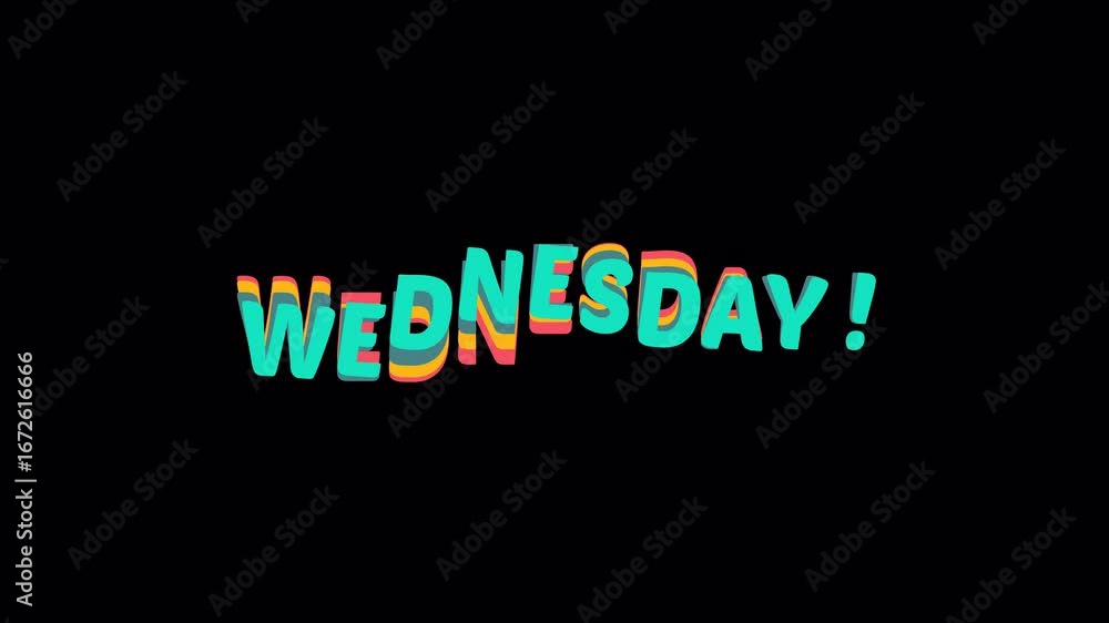 Fototapete wednesday colorful animated text with fun wavy motion, letters moving up and down. looping graphic e