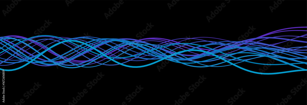 Poster futuristic waveform vector tech background with dynamic neon lines.