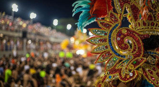 Detalhes de fantasias na Festa de Parintins, ou Festival Folcl&oacute;rico de Parintins,  evento cultural que ocorre  na cidade de Parintins, Amazonas, norte do Brasil