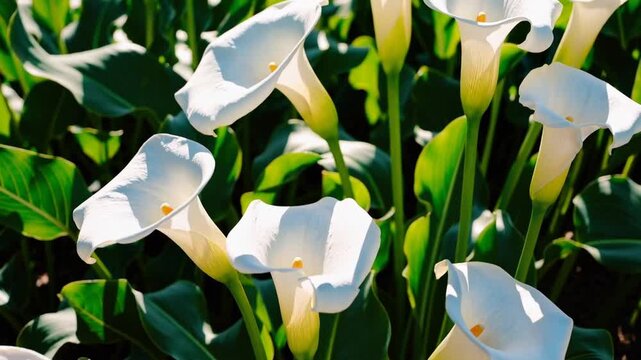 Horticultural Specimen of White Blooming Plant with Large Green Foliage in Sunlit Garden