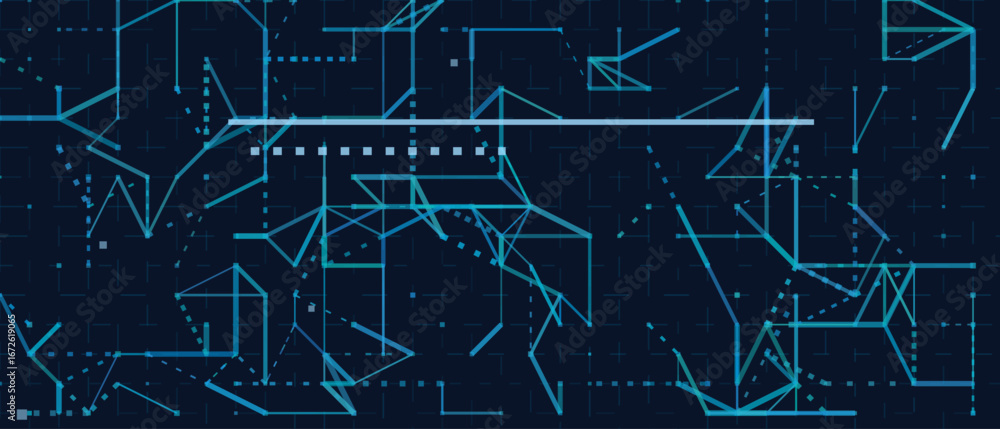 Aufkleber geometric vector tech background with futuristic lines and shapes.