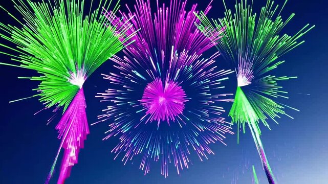 Non-Objective Vivid Pyrotechnic Display Against Azure Firmament