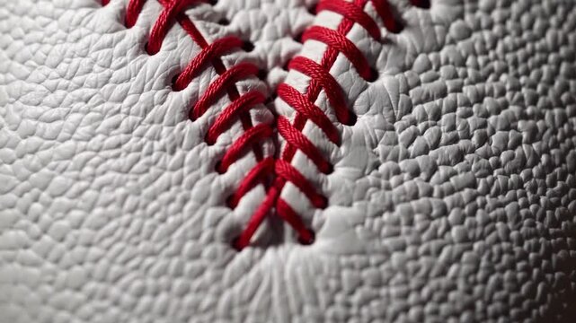 Horizontal of Heart Shape Formed from the Stitching of Baseball