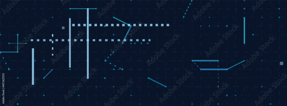 Aufkleber Futuristic vector tech background with abstract geometric lines and digital patterns.