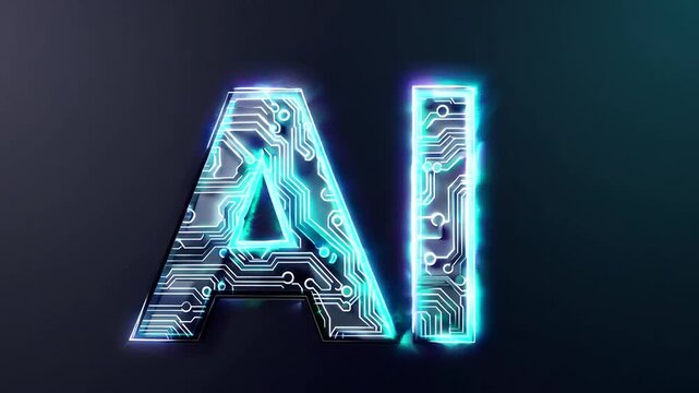 Artificial Intelligence concept visualized with digital circuit and electric line patterns in futuristic machine learning graphic design