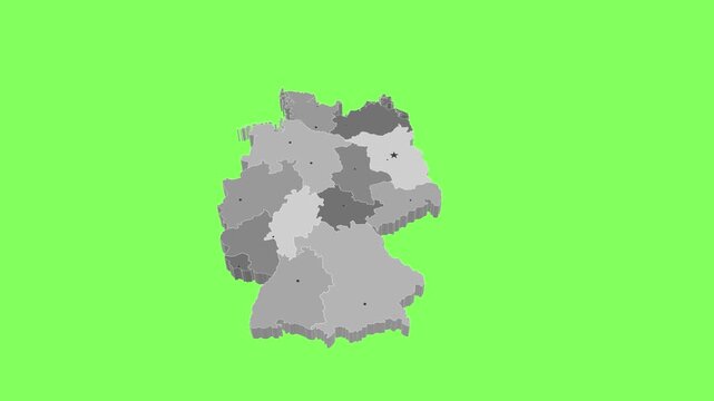 3D map illustration of Germany on green background	