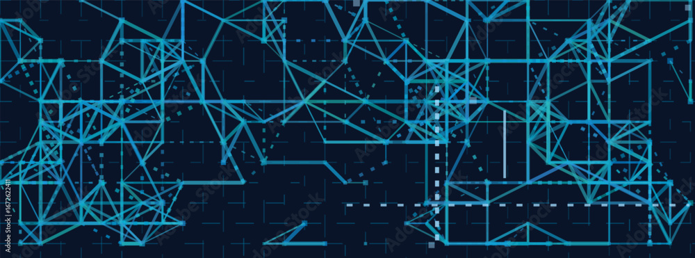 Aufkleber abstract geometric vector tech background with interconnected lines and shapes.