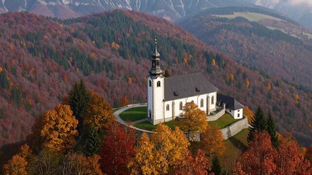 Seasonal Transformation Within Mountainous European Region Near Small Rural Community