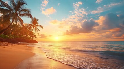 Romantic seashore sunset view
