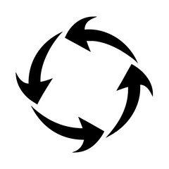 Fototapeta premium Black icon of four arrows forming a circular cycle icon