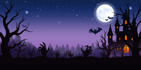 Halloween Night Background With Hands