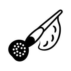 Stylized illustration of a paintbrush applying dots to a circular shape icon
