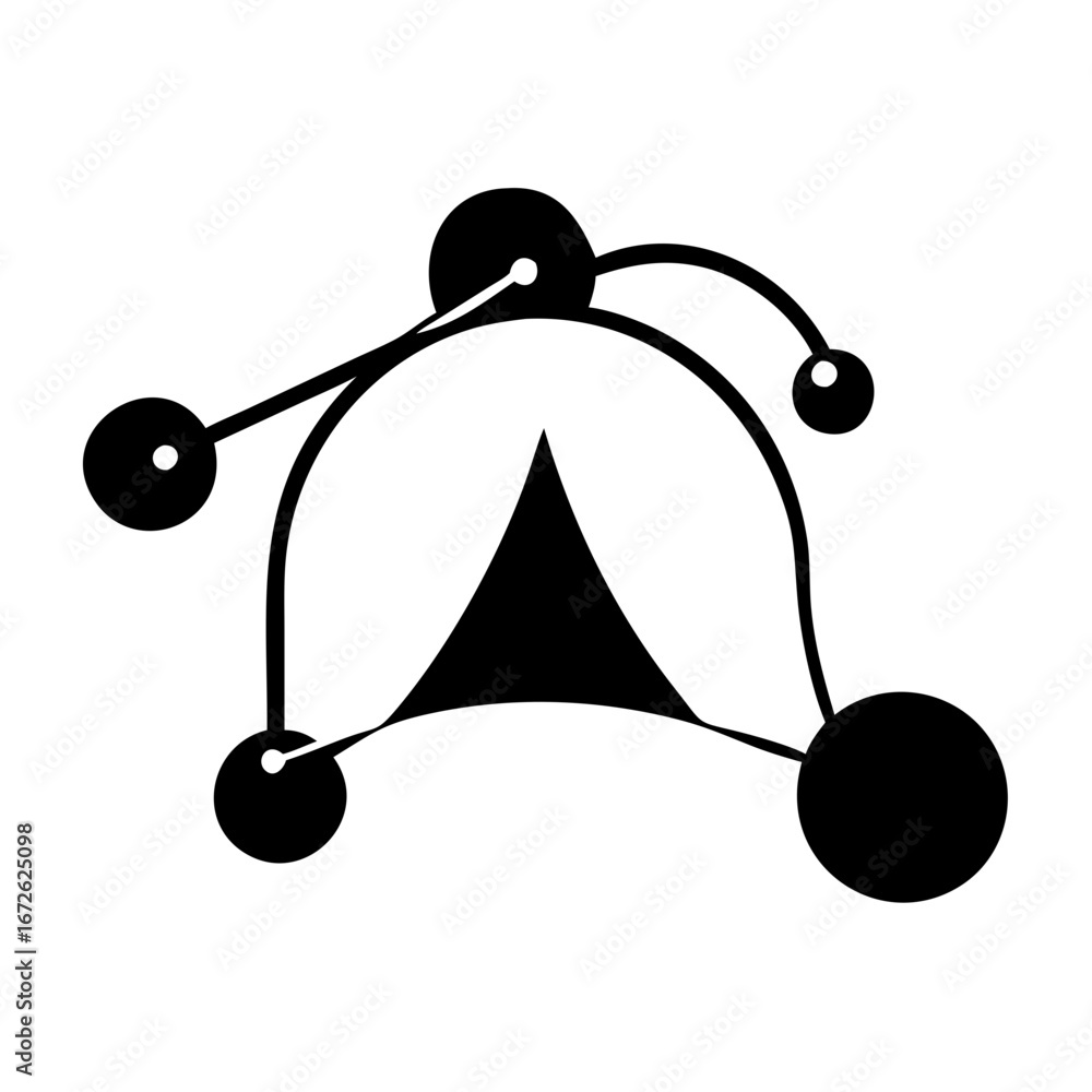 Poster Abstract geometric shape with connecting dots and lines icon