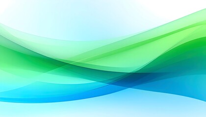 Abstract design featuring flowing, translucent waves of light blue and green hues against a light background.