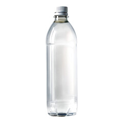 A clear plastic bottle with a white cap filled with a translucent liquid on a black background created with generated ai