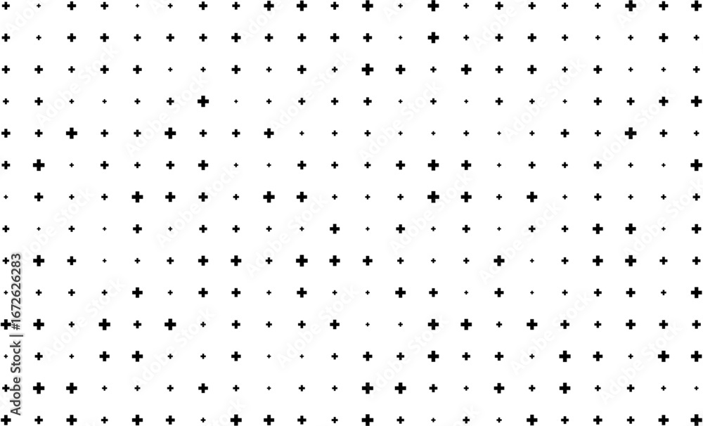 Aufkleber dynamic vector tech background with geometric plus signs in black and white pattern.