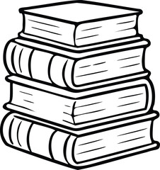 Black and White Book Stack Illustration