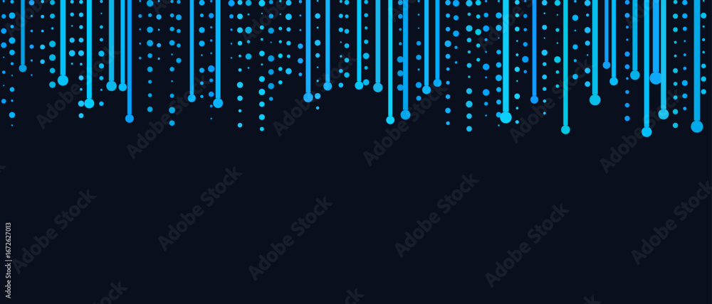 Poster futuristic tech vector background with blue lines and dots.