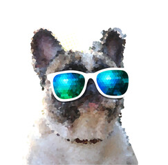 Dog in sunglasses. hand drawing. Not AI, Vector illustration