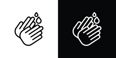 Wash hands icon logo concept in strokes