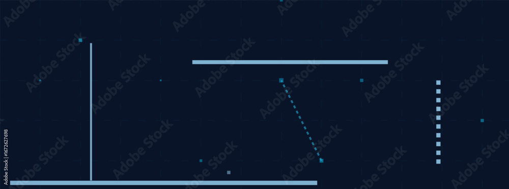 Aufkleber abstract vector tech background with lines and dots on dark grid.