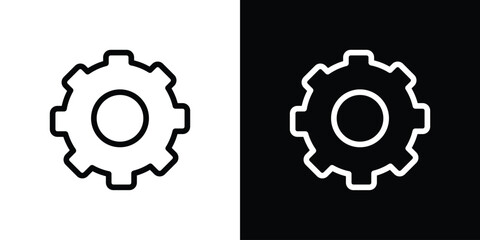 Settings gear icon logo concept in strokes