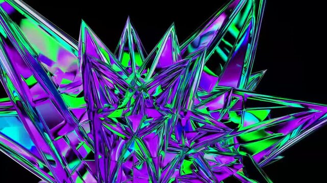 Computer-Generated ry of Non-Terrestrial Inspired Geometric Symmetrical Precious Stone Composed of Triangular Glass Segments in Jewel Tones