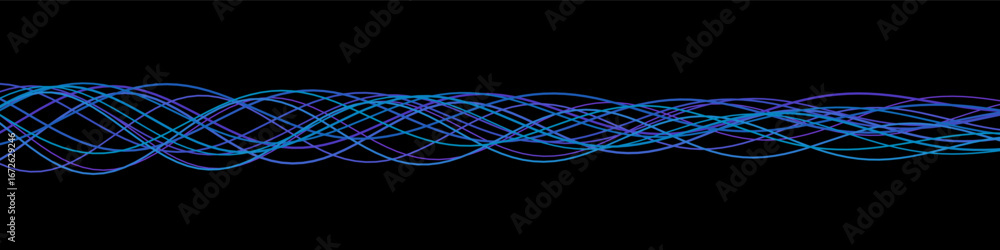 Poster colorful wave pattern on black: vector tech background design.
