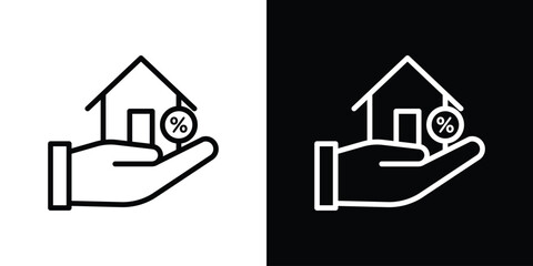 Mortgage icon logo concept in strokes