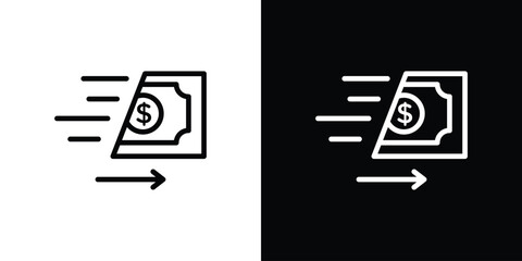 Money transfer icon logo concept in strokes