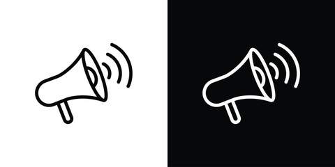 Megaphone icon logo concept in strokes