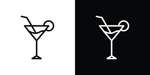 Martini glass icon logo concept in strokes